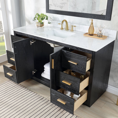Altair Designs Gazsi 60" single vanity with top - 543060S-BO-GW-NM