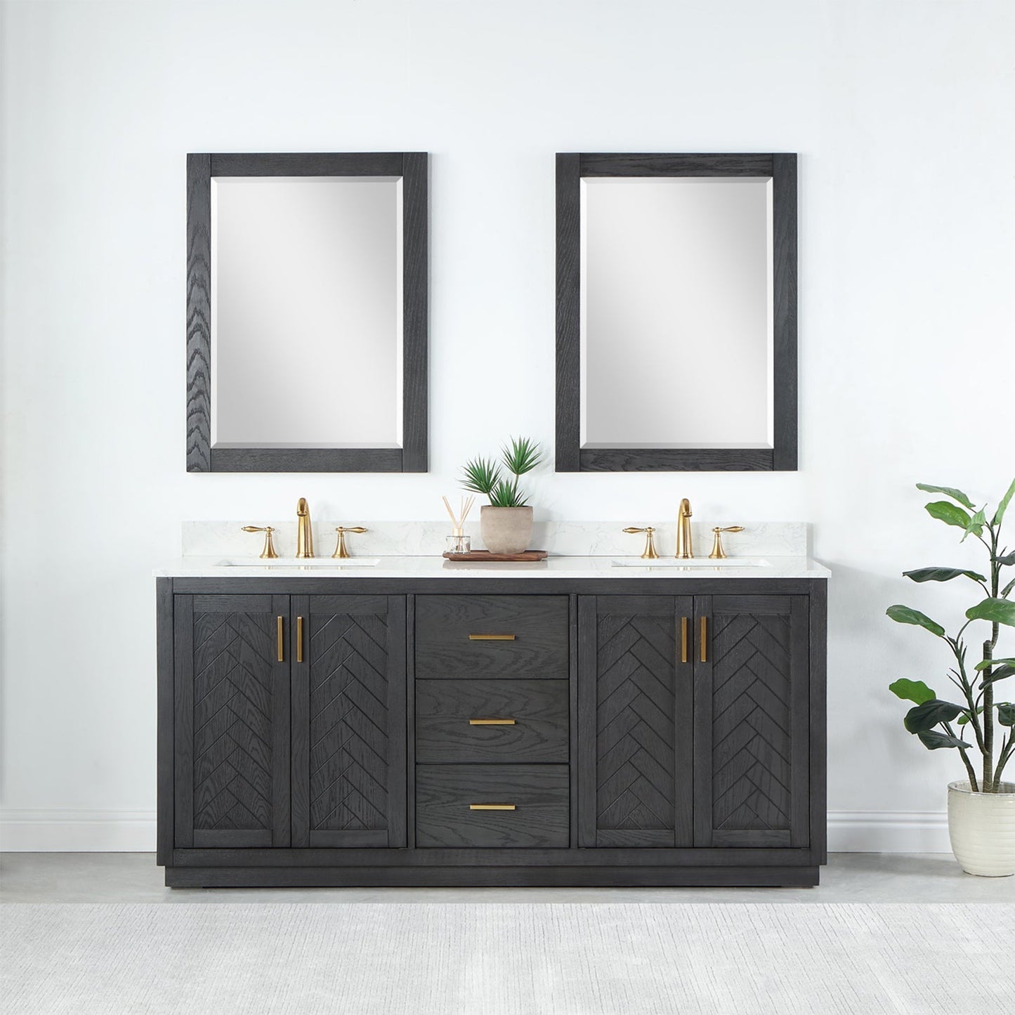 Altair Designs Gazsi 72" double vanity with top - 543072-BN-GW-NM