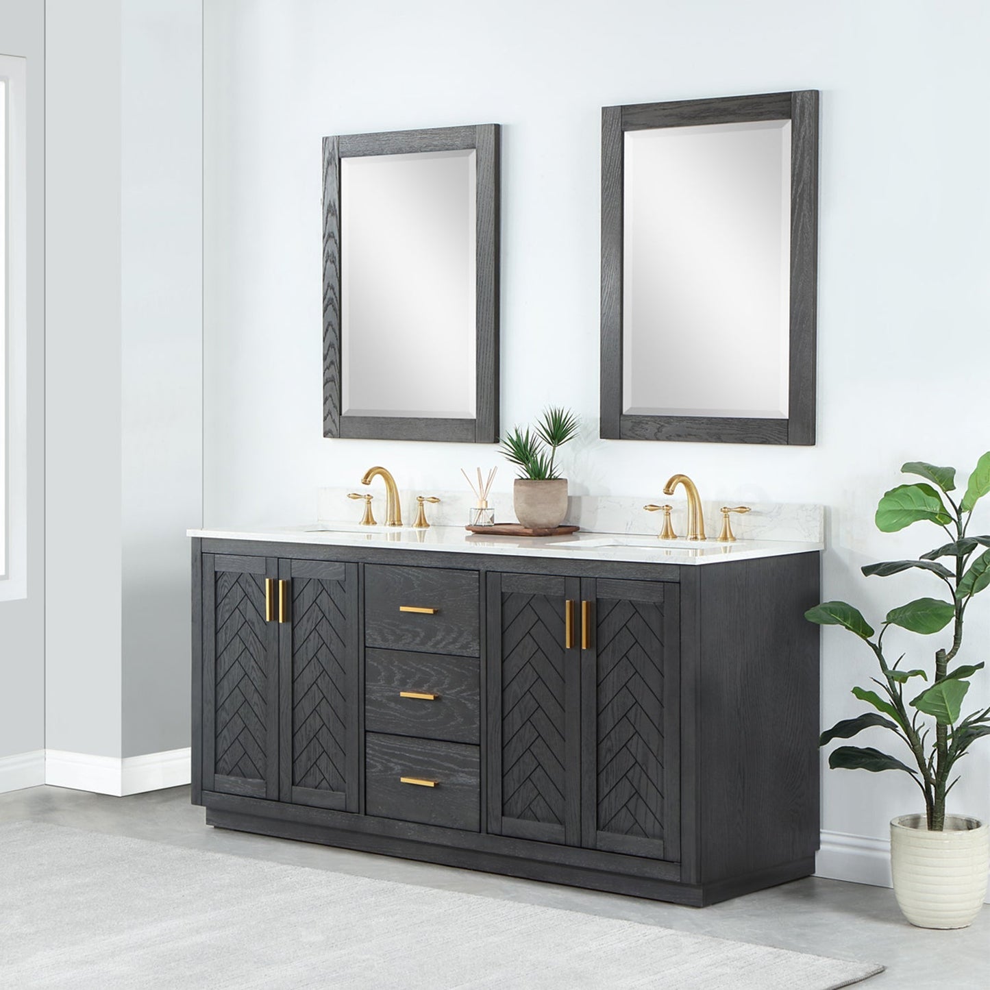 Altair Designs Gazsi 72" double vanity with top - 543072-BN-GW-NM