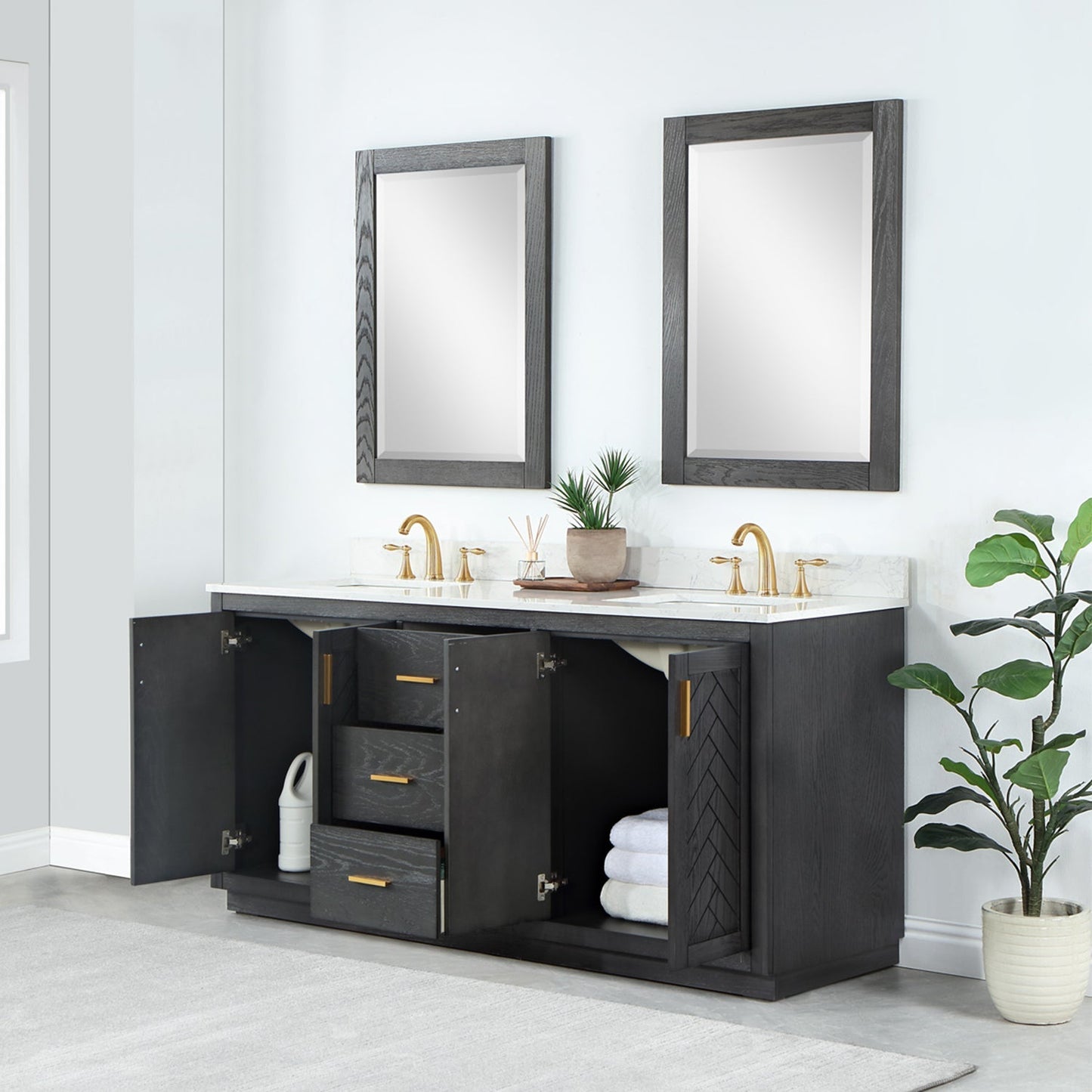 Altair Designs Gazsi 72" double vanity with top - 543072-BN-GW-NM