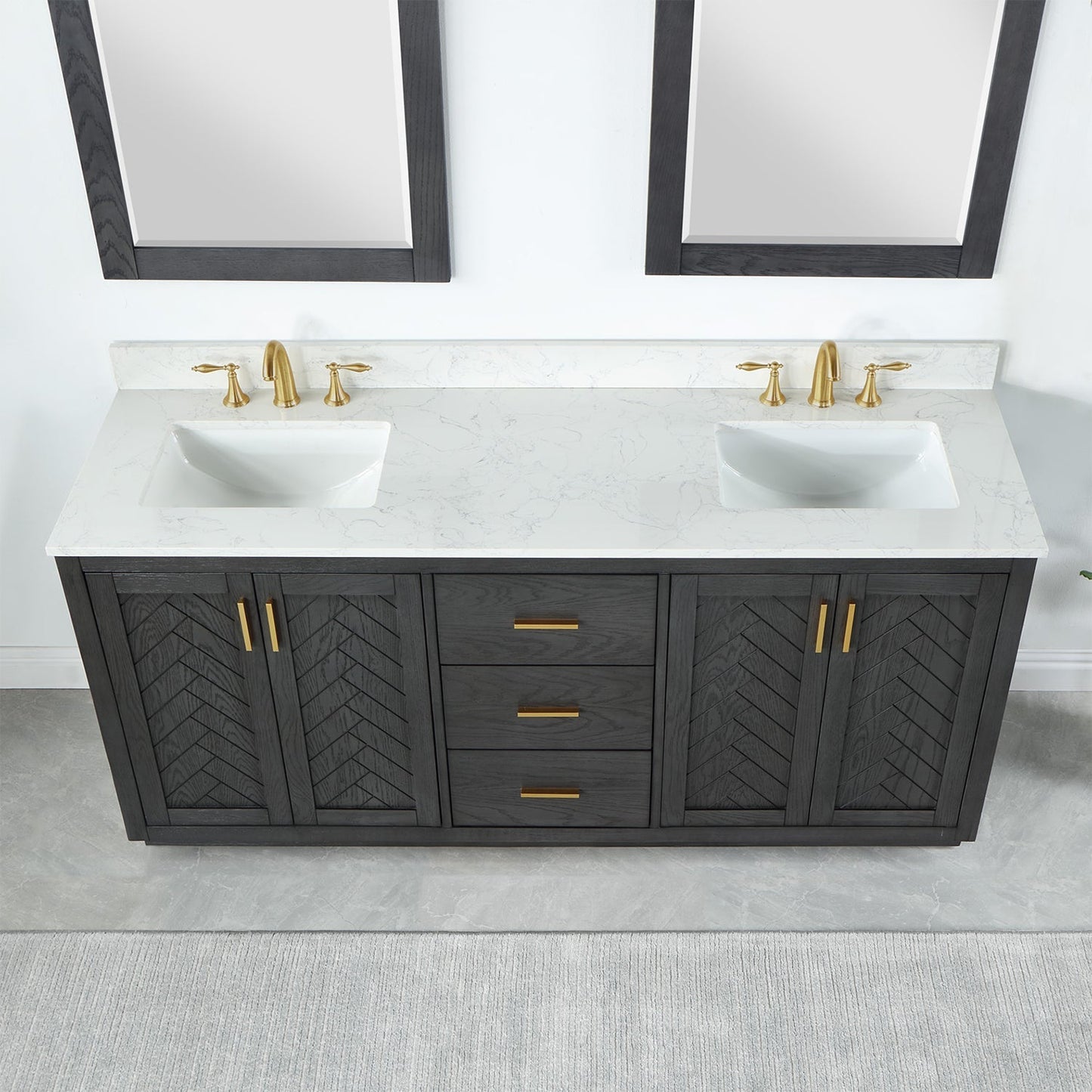 Altair Designs Gazsi 72" double vanity with top - 543072-BN-GW-NM