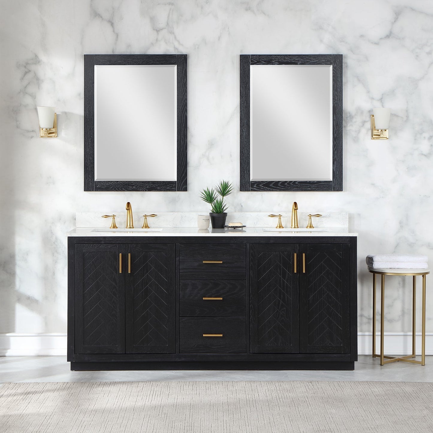 Altair Designs Gazsi 72" double vanity with top - 543072-BN-GW-NM