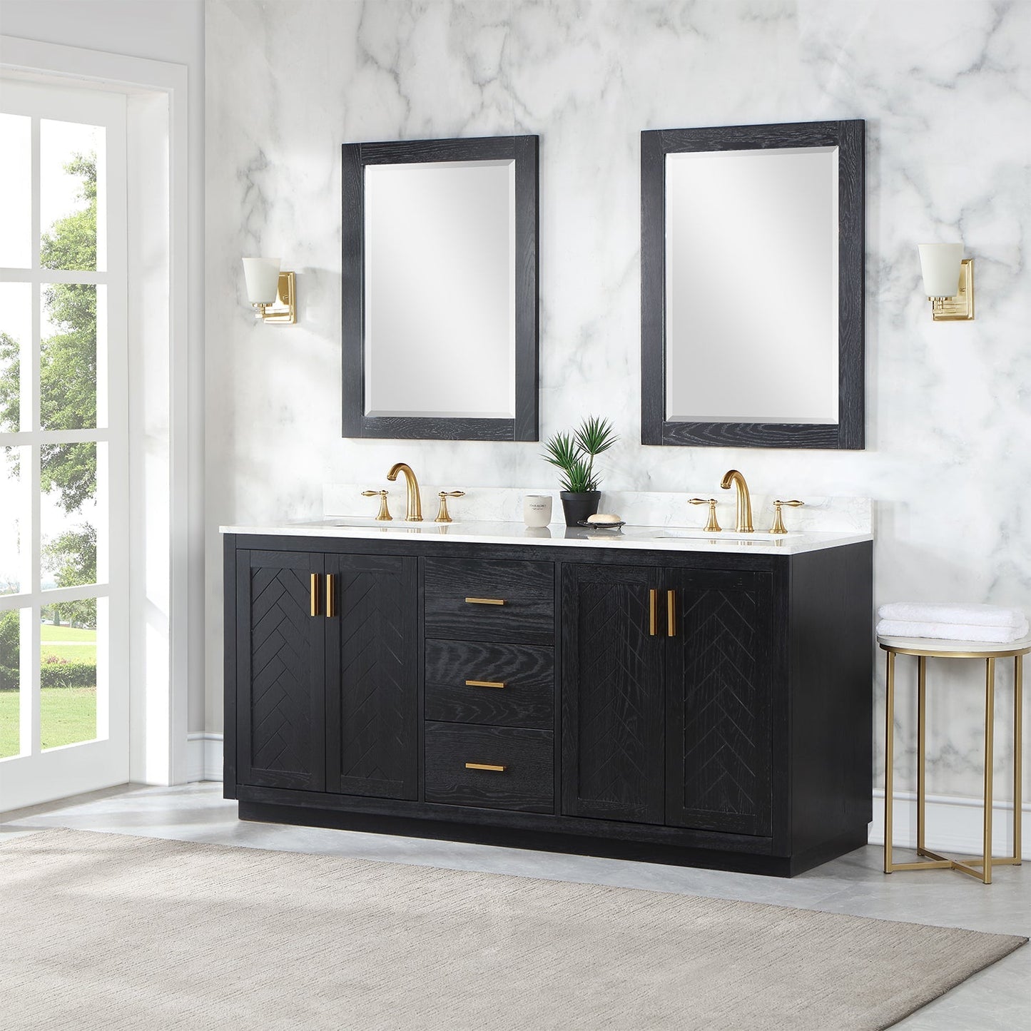 Altair Designs Gazsi 72" double vanity with top - 543072-BN-GW-NM