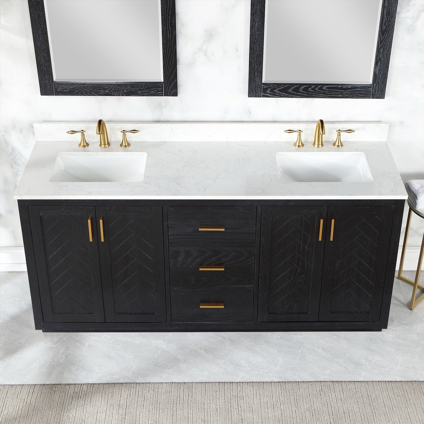 Altair Designs Gazsi 72" double vanity with top - 543072-BN-GW-NM