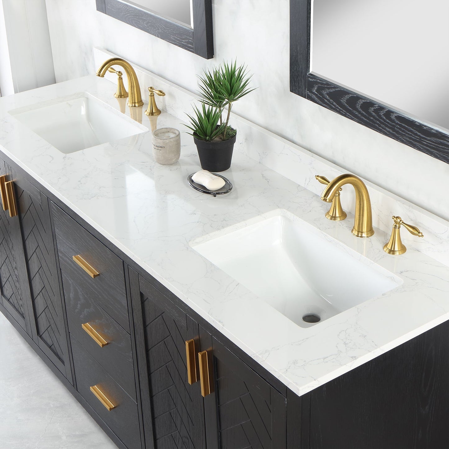 Altair Designs Gazsi 72" double vanity with top - 543072-BN-GW-NM
