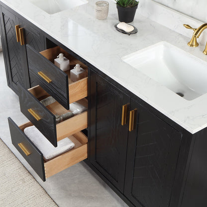 Altair Designs Gazsi 72" double vanity with top - 543072-BN-GW-NM