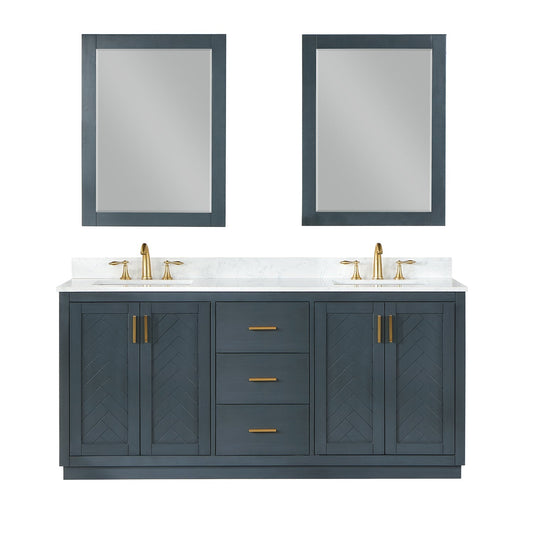 Altair Designs Gazsi 72" double vanity with top - 543072-BN-GW-NM