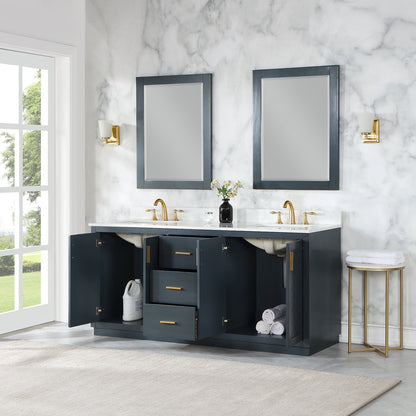 Altair Designs Gazsi 72" double vanity with top - 543072-BN-GW-NM