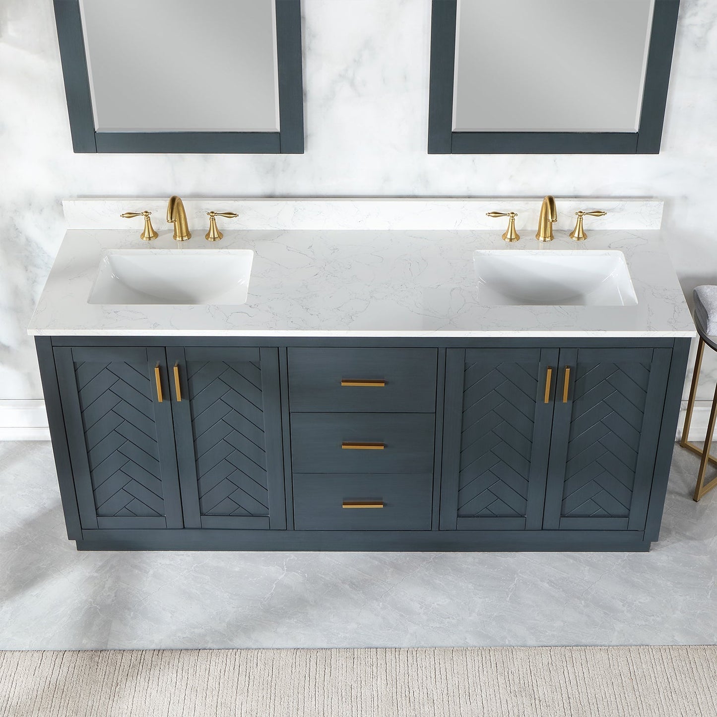 Altair Designs Gazsi 72" double vanity with top - 543072-BN-GW-NM