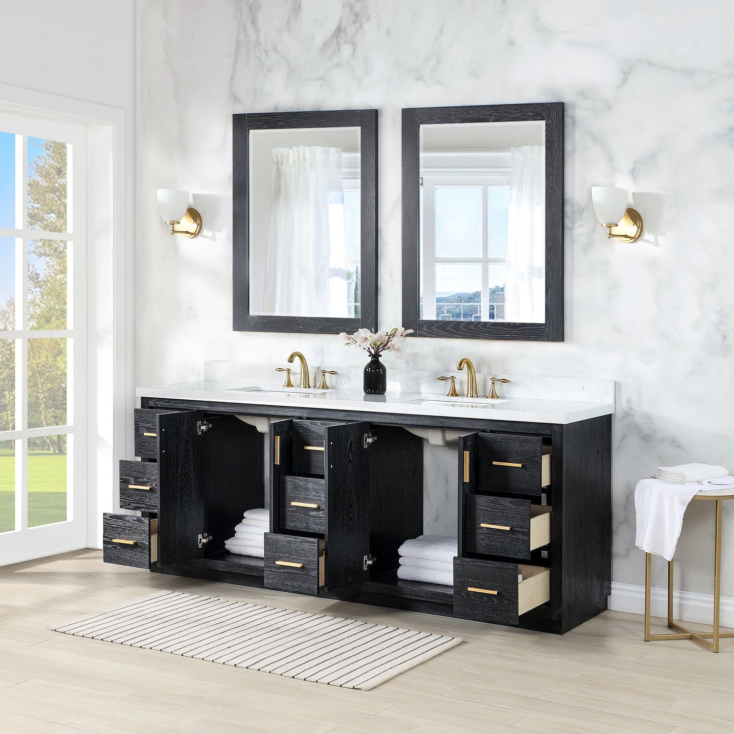Altair Designs Gazsi 84" double vanity with top - 543084-BO-GW-NM