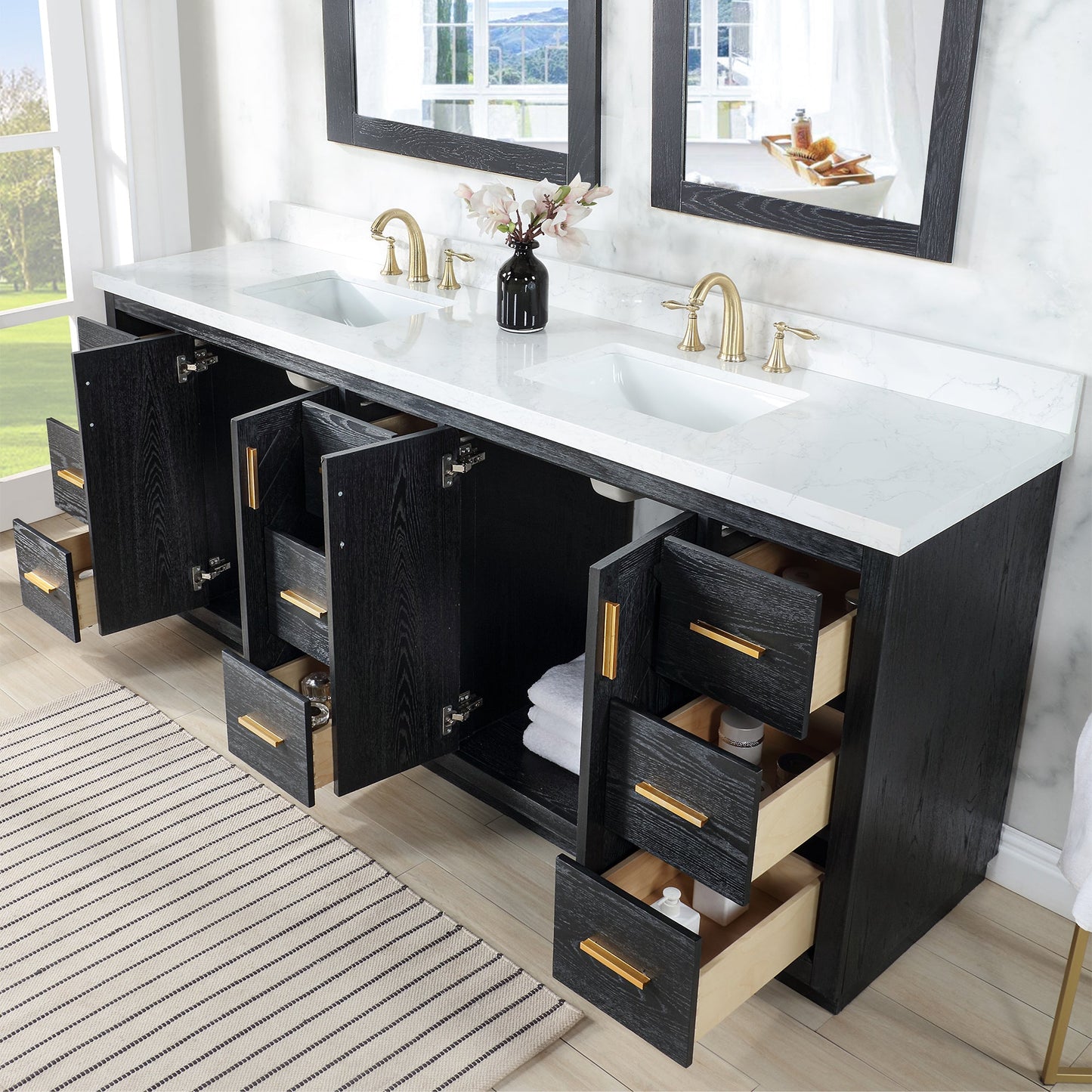 Altair Designs Gazsi 84" double vanity with top - 543084-BO-GW-NM