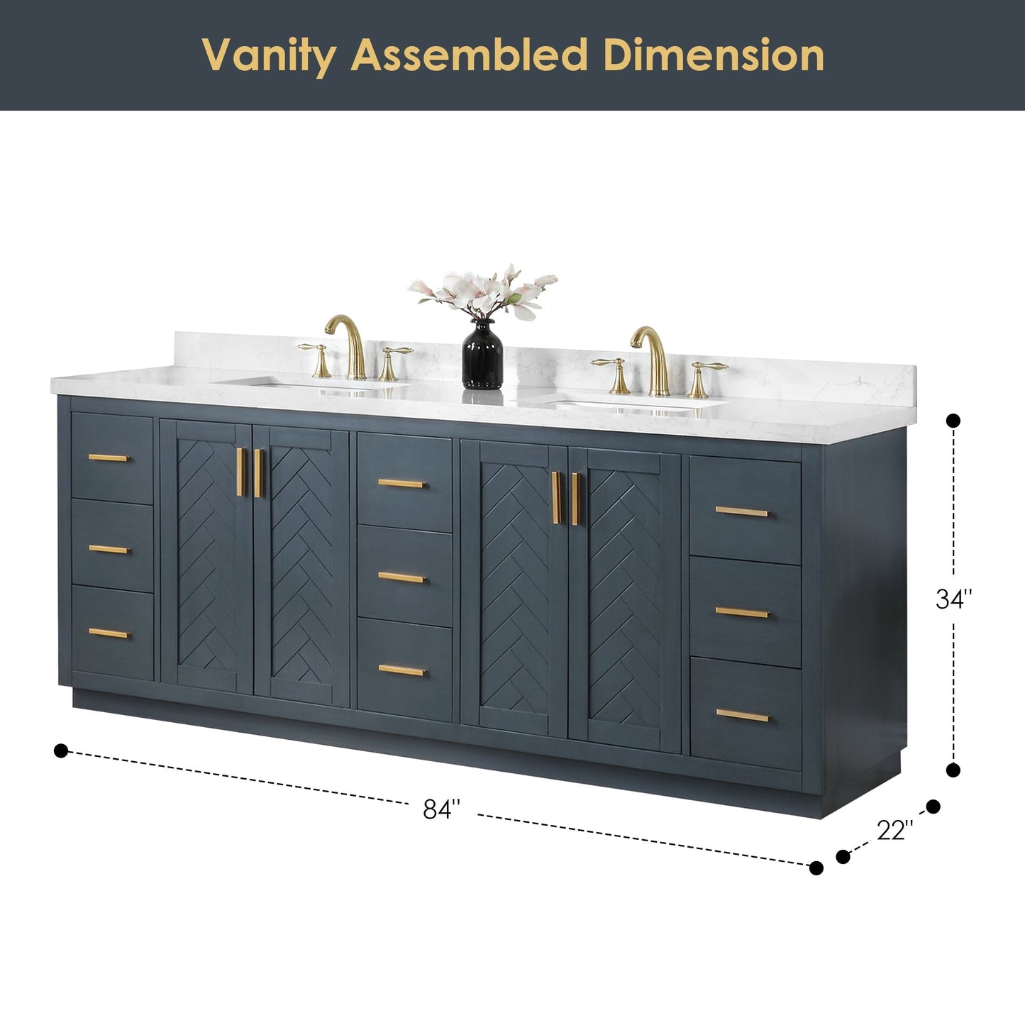 Altair Designs Gazsi 84" double vanity with top - 543084-BO-GW-NM