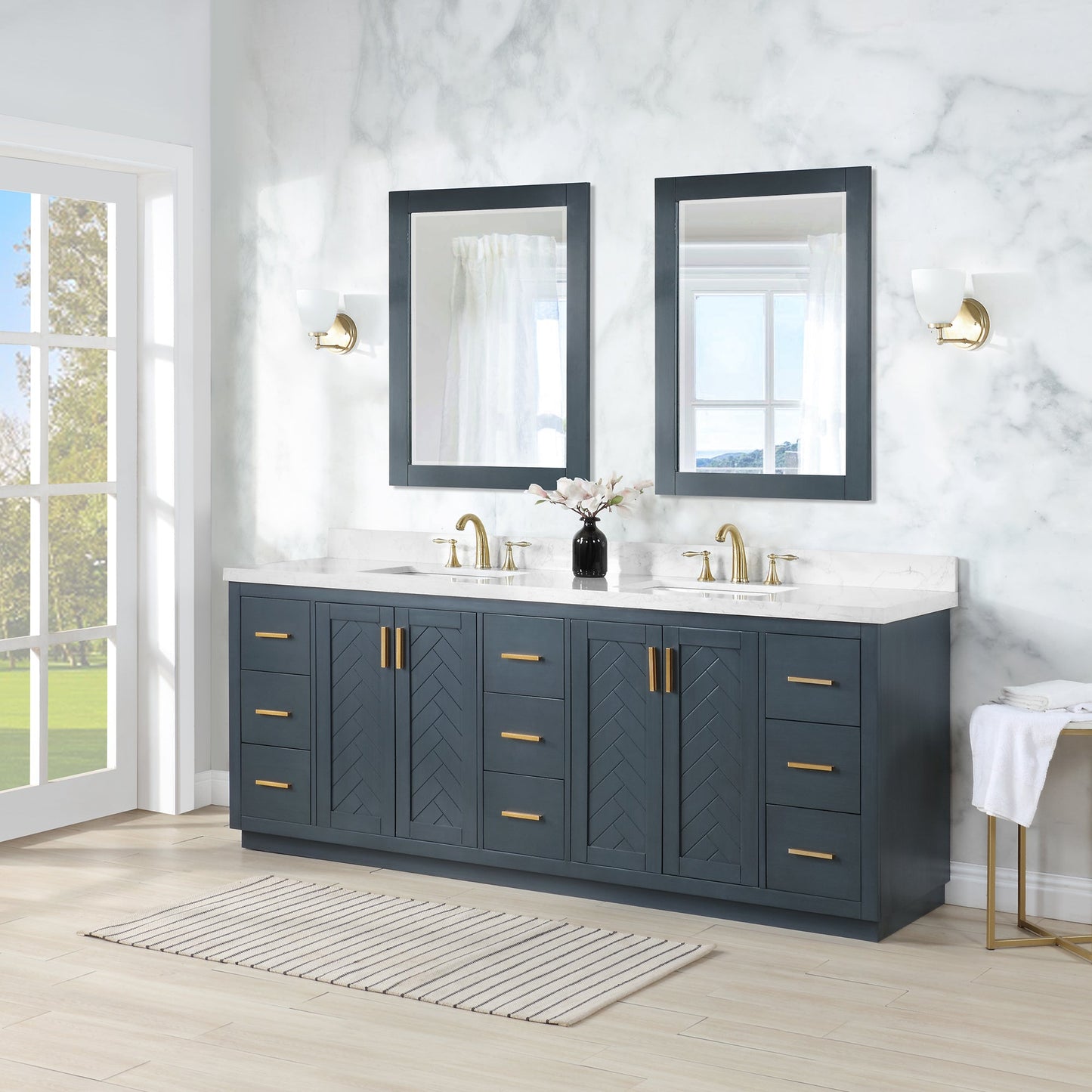 Altair Designs Gazsi 84" double vanity with top - 543084-BO-GW-NM