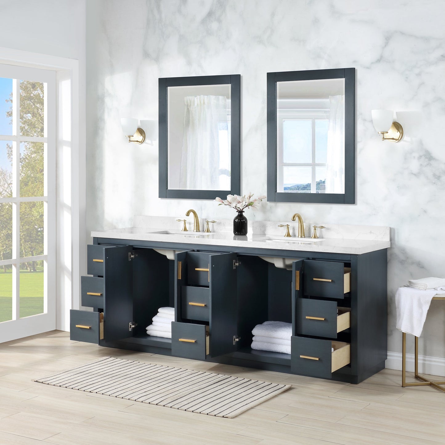 Altair Designs Gazsi 84" double vanity with top - 543084-BO-GW-NM