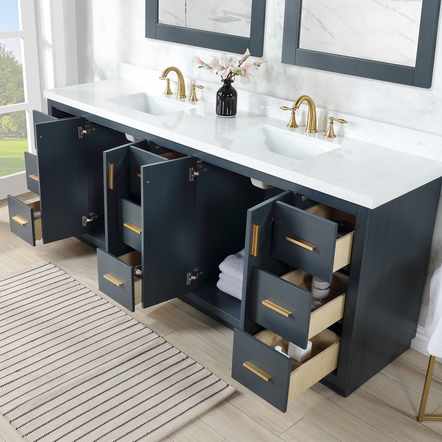 Altair Designs Gazsi 84" double vanity with top - 543084-BO-GW-NM