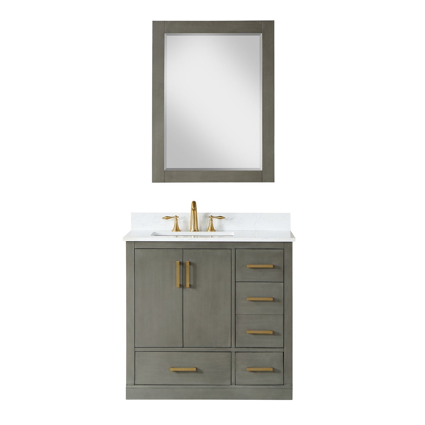 Altair Designs Monna 36" single vanity with top - 544036-WH-CG-NM