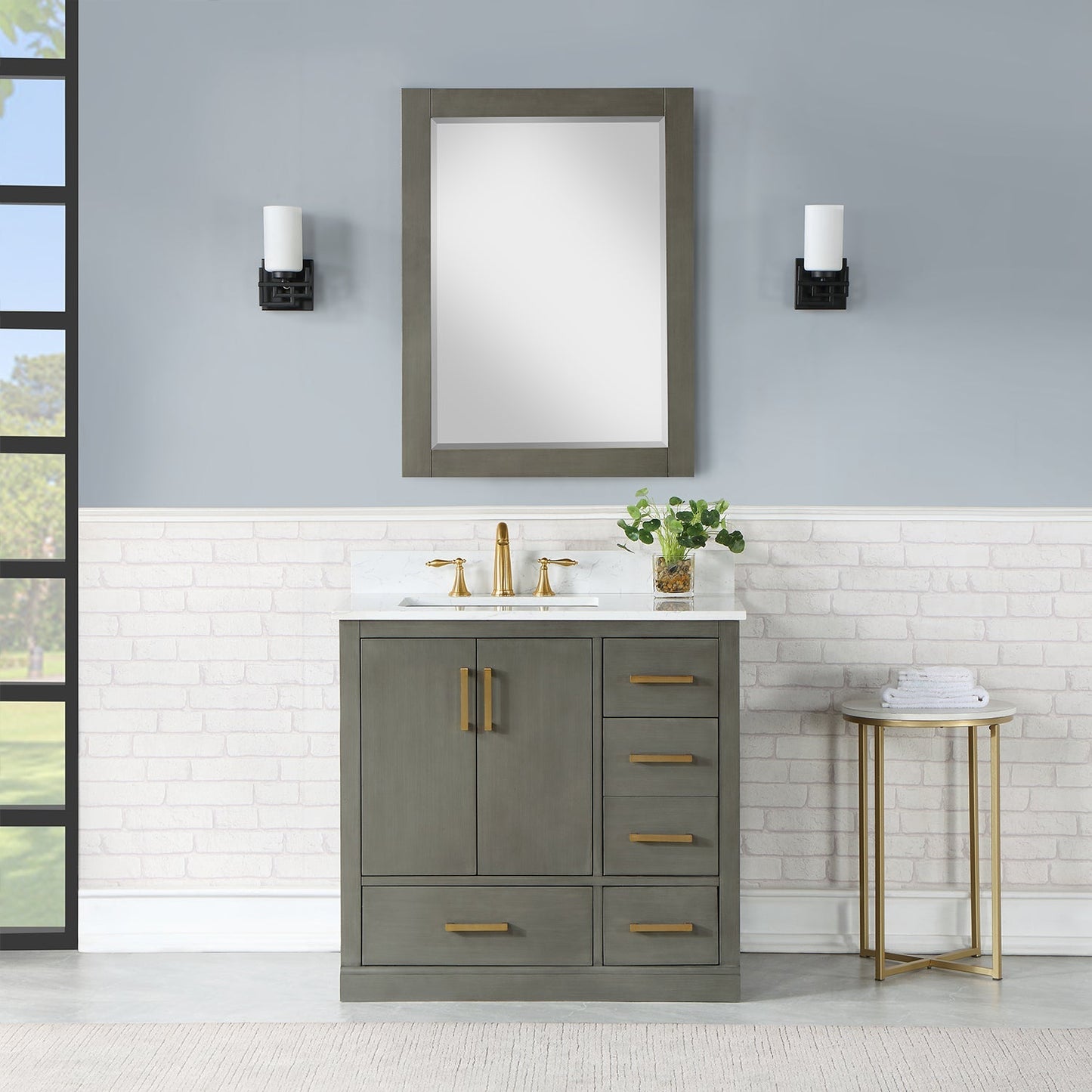 Altair Designs Monna 36" single vanity with top - 544036-WH-CG-NM