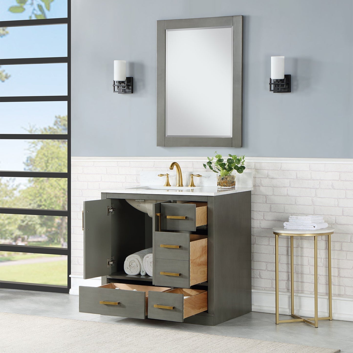 Altair Designs Monna 36" single vanity with top - 544036-WH-CG-NM
