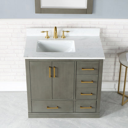 Altair Designs Monna 36" single vanity with top - 544036-WH-CG-NM
