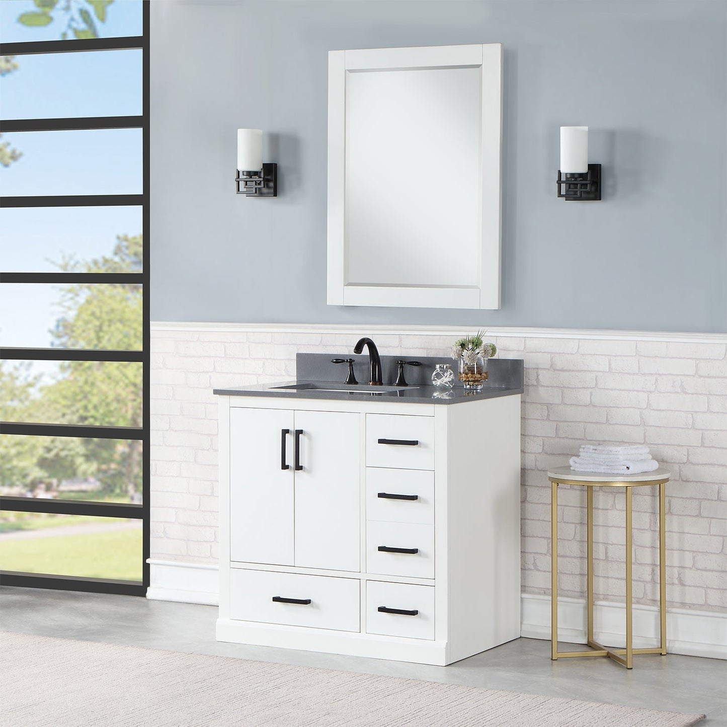 Altair Designs Monna 36" single vanity with top - 544036-WH-CG-NM