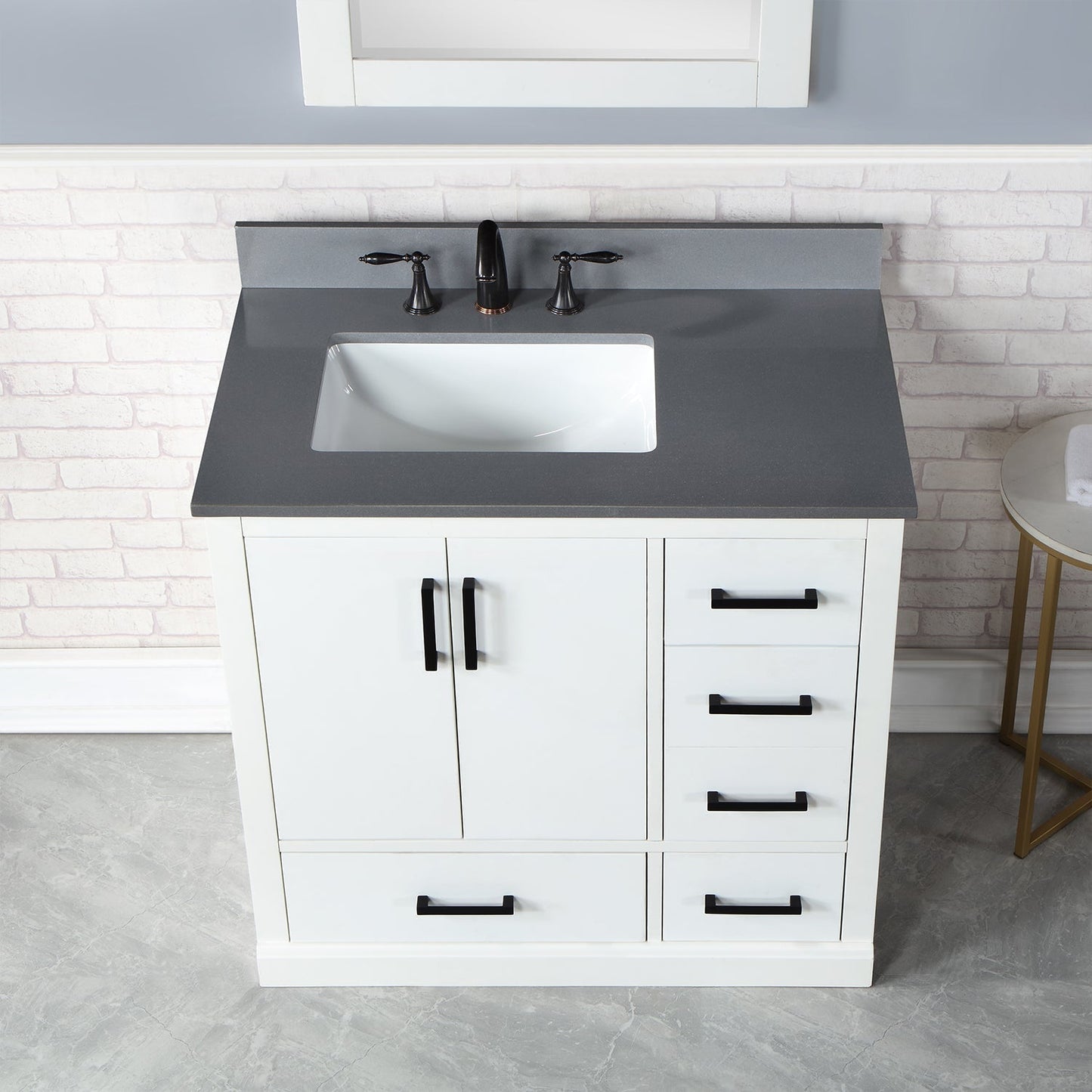 Altair Designs Monna 36" single vanity with top - 544036-WH-CG-NM
