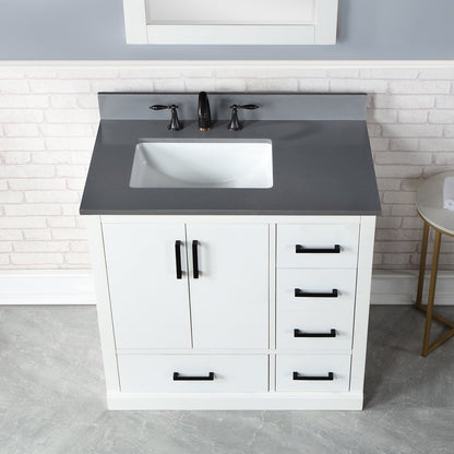 Altair Designs Monna 36" single vanity with top - 544036-WH-CG-NM
