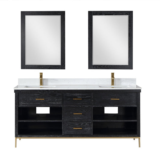 Altair Designs 72" double vanity with top - 545072-WH-AW-NM