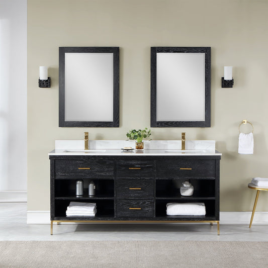 Altair Designs 72" double vanity with top - 545072-WH-AW-NM