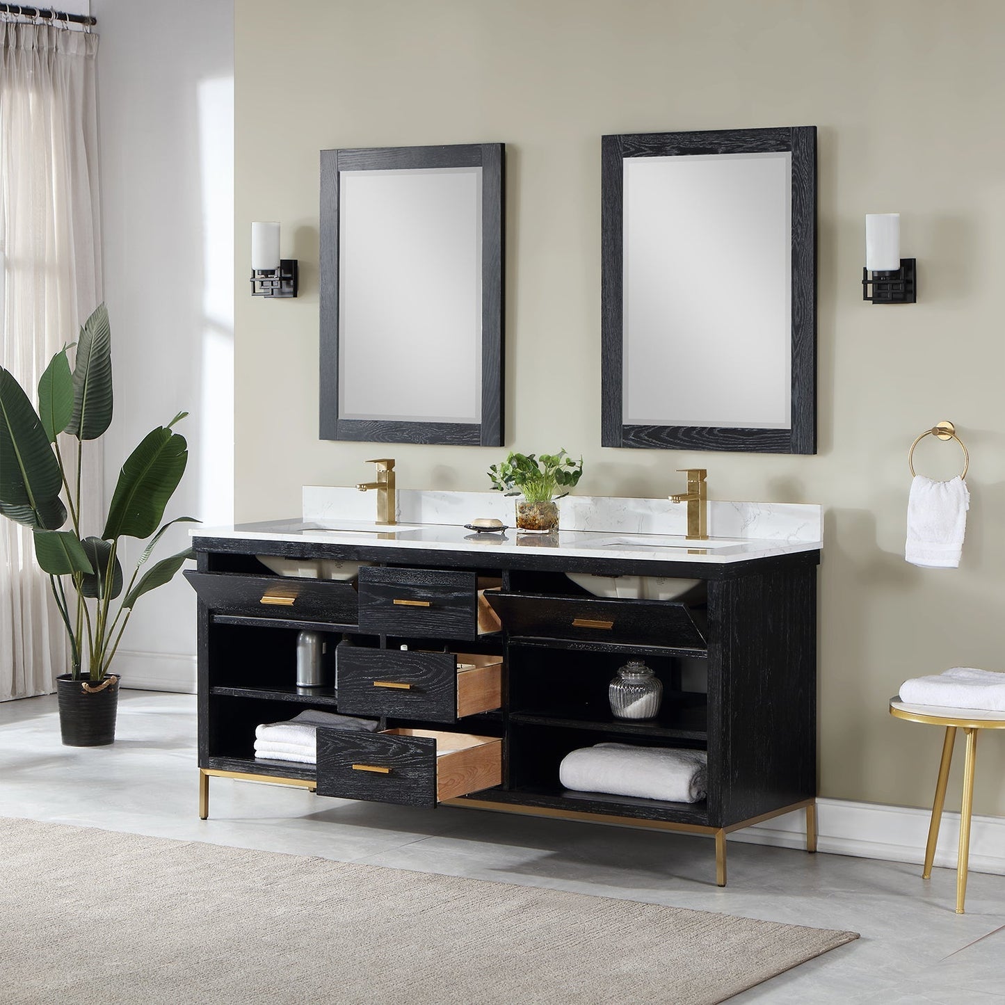 Altair Designs 72" double vanity with top - 545072-WH-AW-NM