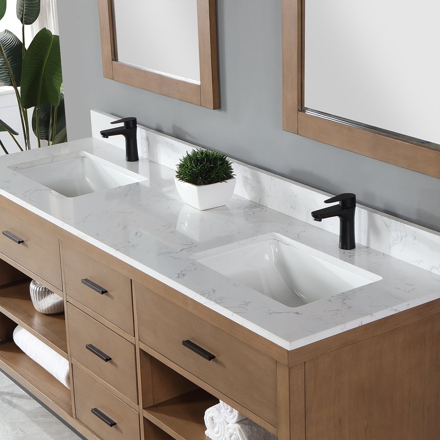 Altair Designs 72" double vanity with top - 545072-WH-AW-NM
