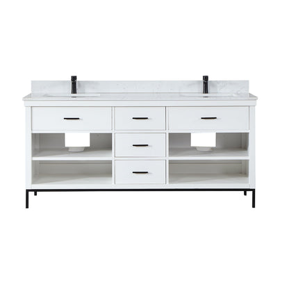 Altair Designs 72" double vanity with top - 545072-WH-AW-NM