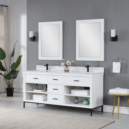 Altair Designs 72" double vanity with top - 545072-WH-AW-NM