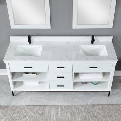 Altair Designs 72" double vanity with top - 545072-WH-AW-NM
