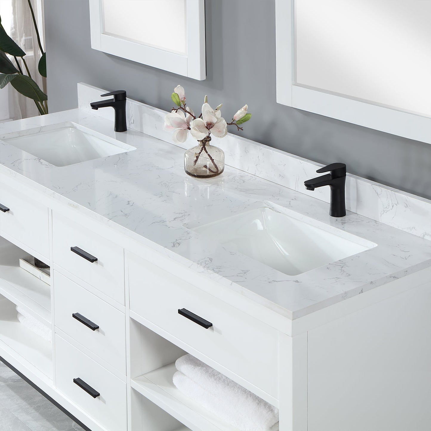 Altair Designs 72" double vanity with top - 545072-WH-AW-NM