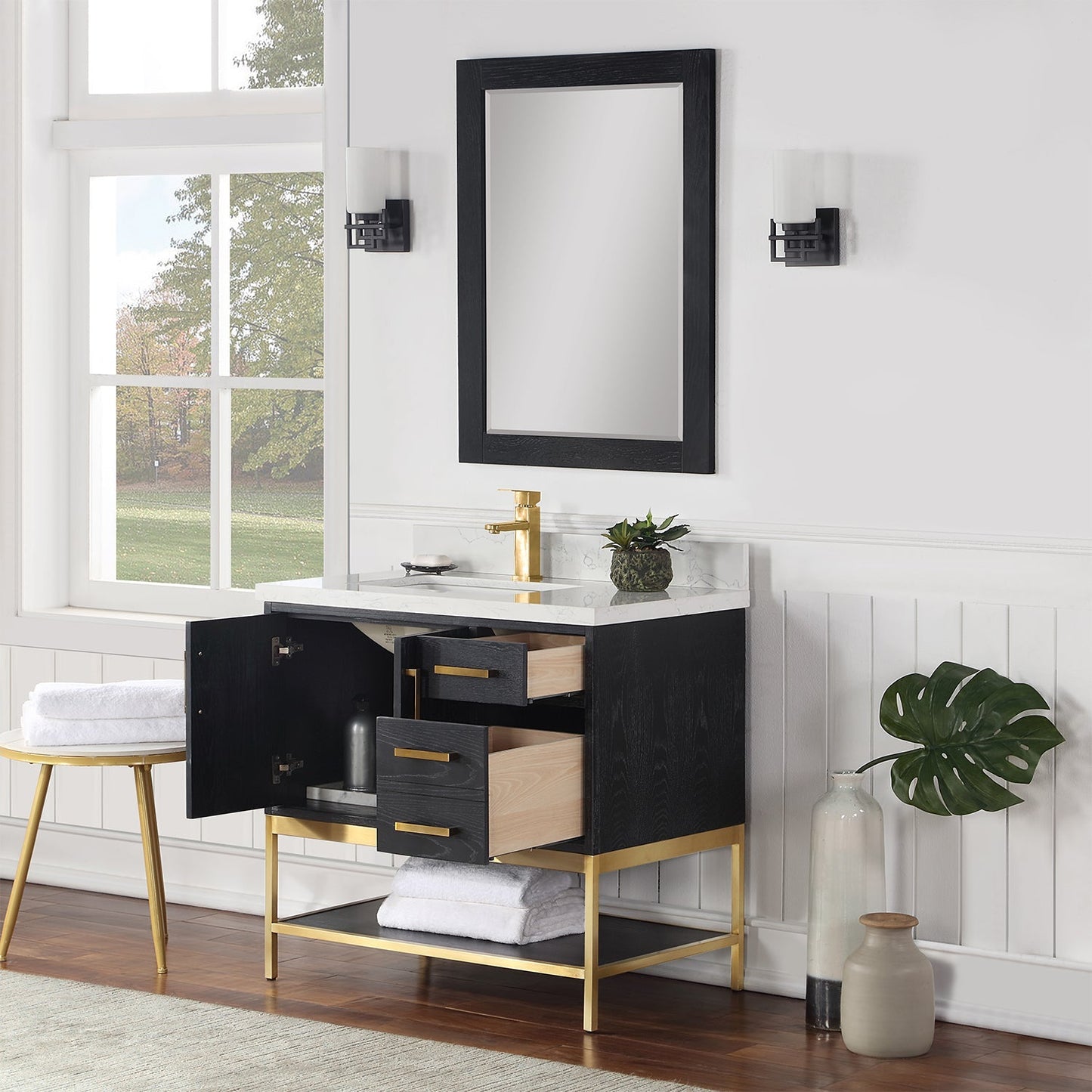 Altair Designs 36" single vanity with top - 546036-WO-GW-NM