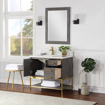 Altair Designs 36" single vanity with top - 546036-WO-GW-NM