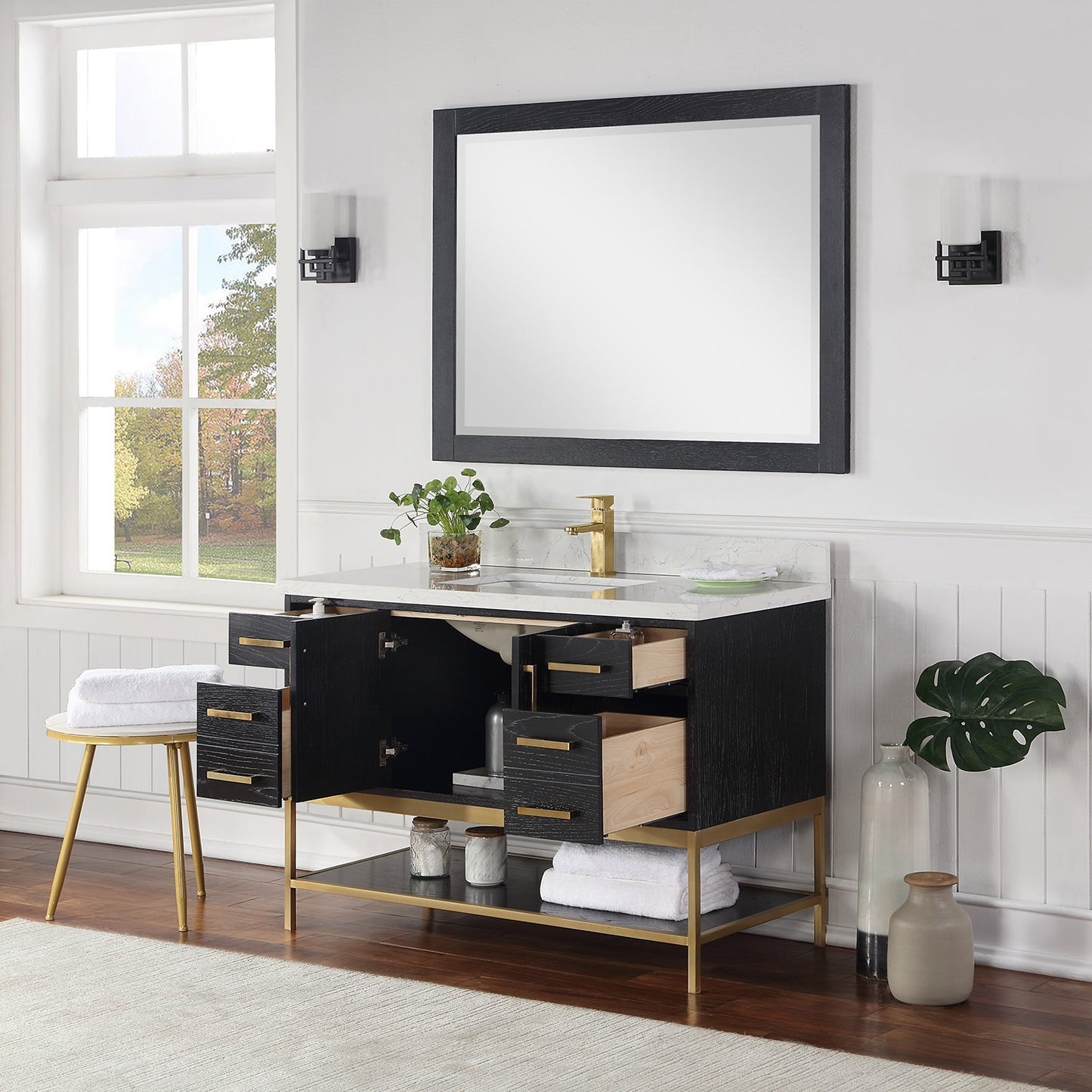 Altair Designs 48" single vanity with top - 546048-WO-GW-NM