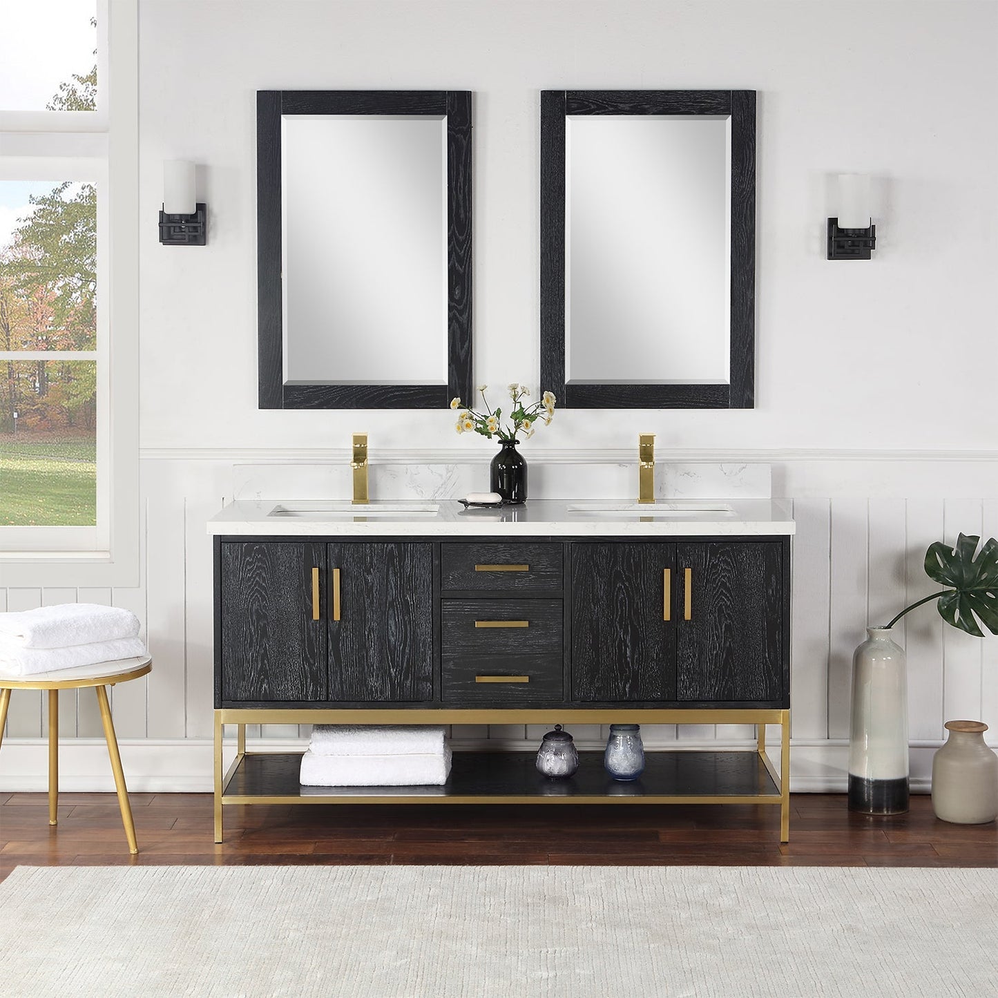 Altair Designs  60" double vanity with top - 546060-WO-GW-NM