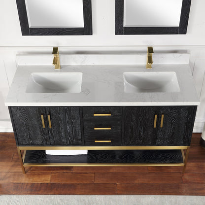 Altair Designs  60" double vanity with top - 546060-WO-GW-NM