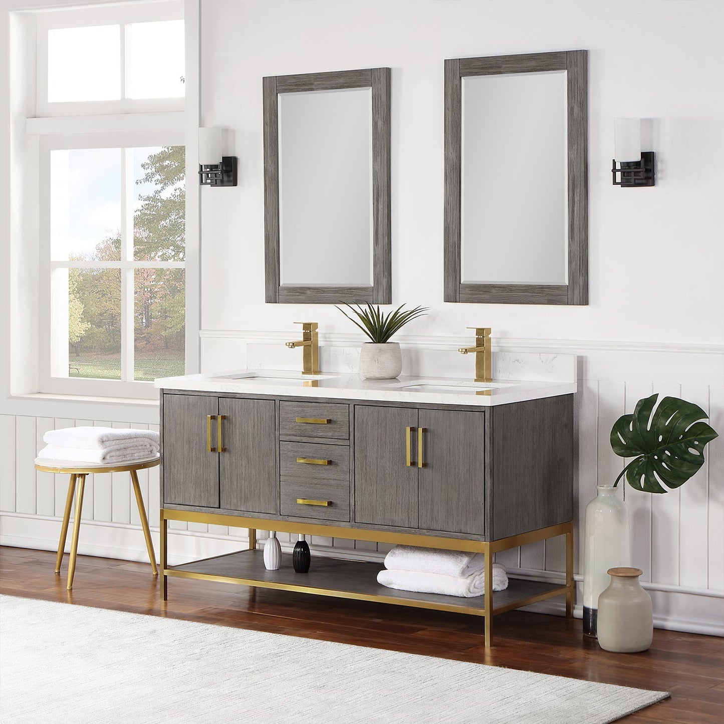 Altair Designs  60" double vanity with top - 546060-WO-GW-NM