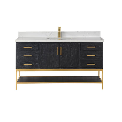 Altair Designs 60" single vanity with top - 546060S-WO-GW-NM