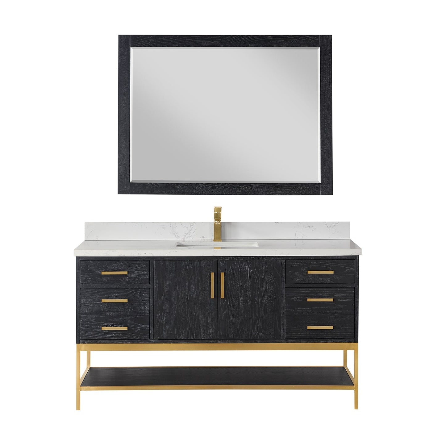 Altair Designs 60" single vanity with top - 546060S-WO-GW-NM