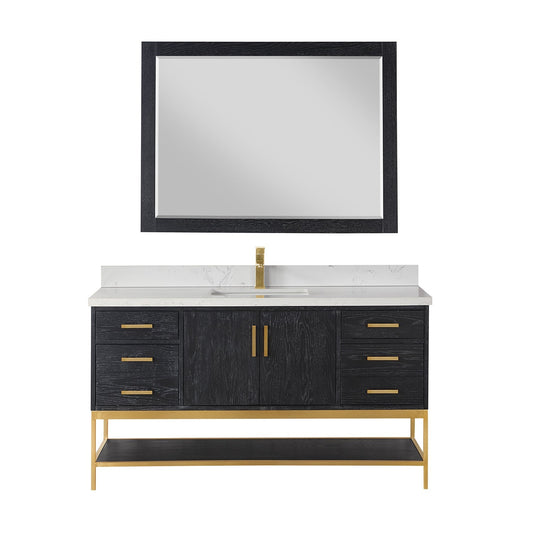 Altair Designs 60" single vanity with top - 546060S-WO-GW-NM