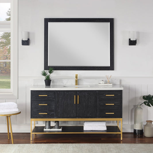 Altair Designs 60" single vanity with top - 546060S-WO-GW-NM