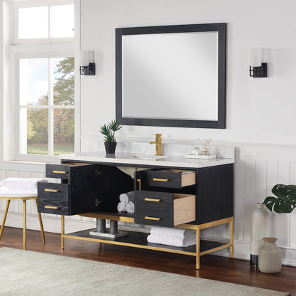 Altair Designs 60" single vanity with top - 546060S-WO-GW-NM