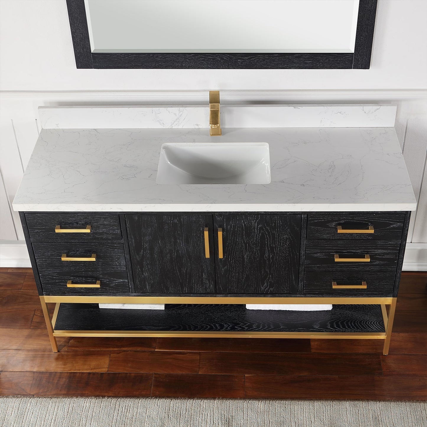 Altair Designs 60" single vanity with top - 546060S-WO-GW-NM