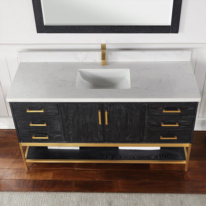 Altair Designs 60" single vanity with top - 546060S-WO-GW-NM