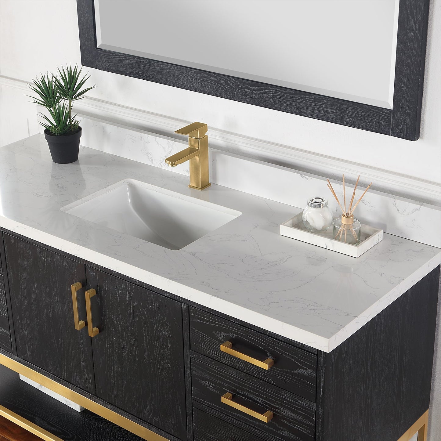 Altair Designs 60" single vanity with top - 546060S-WO-GW-NM