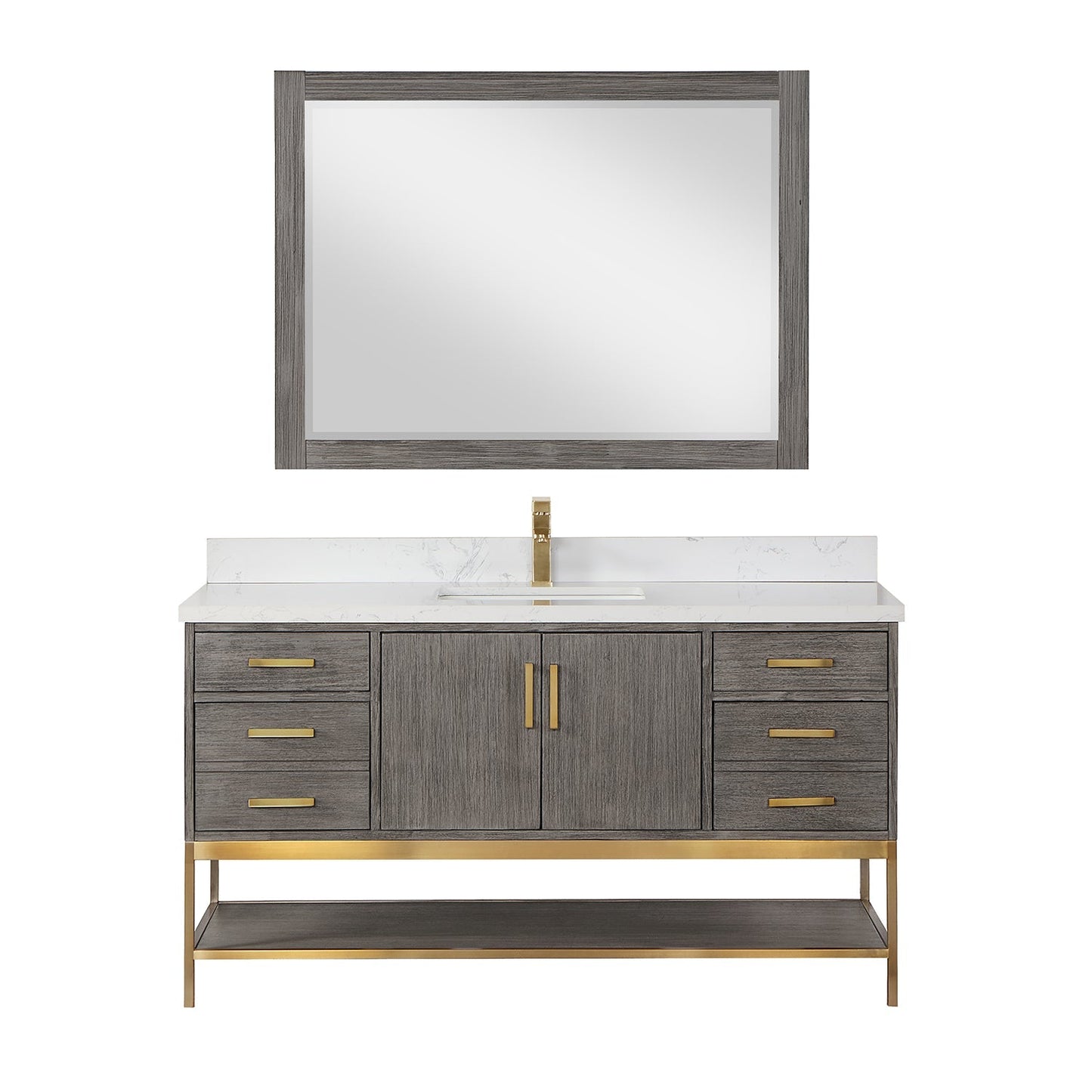 Altair Designs 60" single vanity with top - 546060S-WO-GW-NM