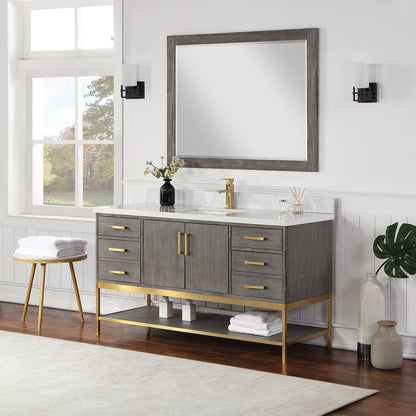 Altair Designs 60" single vanity with top - 546060S-WO-GW-NM